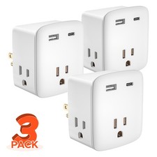 3-Outlet Wall Adapter Splitter, Non-Blocking Compact Plug Expander, ETL Listed