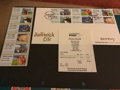 2016 Guernsey Bailiwick Life  Post & Go  Collectors Strip Mint and FDC Free post