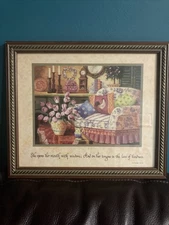 Home Interiors And Gifts USA Framed Picture Proverbs 31:26 She Open Her Mouth…