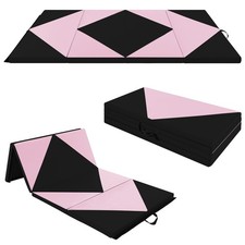 Foldable Gymnastics Mat 8FT x 4FT Extra Thick Tumbling Mat Pink& Black
