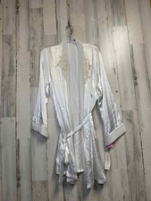 NEW Womens White Size L/XL Linea Donatella Satin Robe