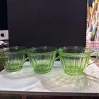 Fenton Vintage Federal Uranium Green Glass Tea Cups.  Glows