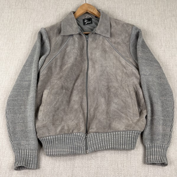 Vintage Alan Stuart Split Leather Jacket Knit Sle… - image 1