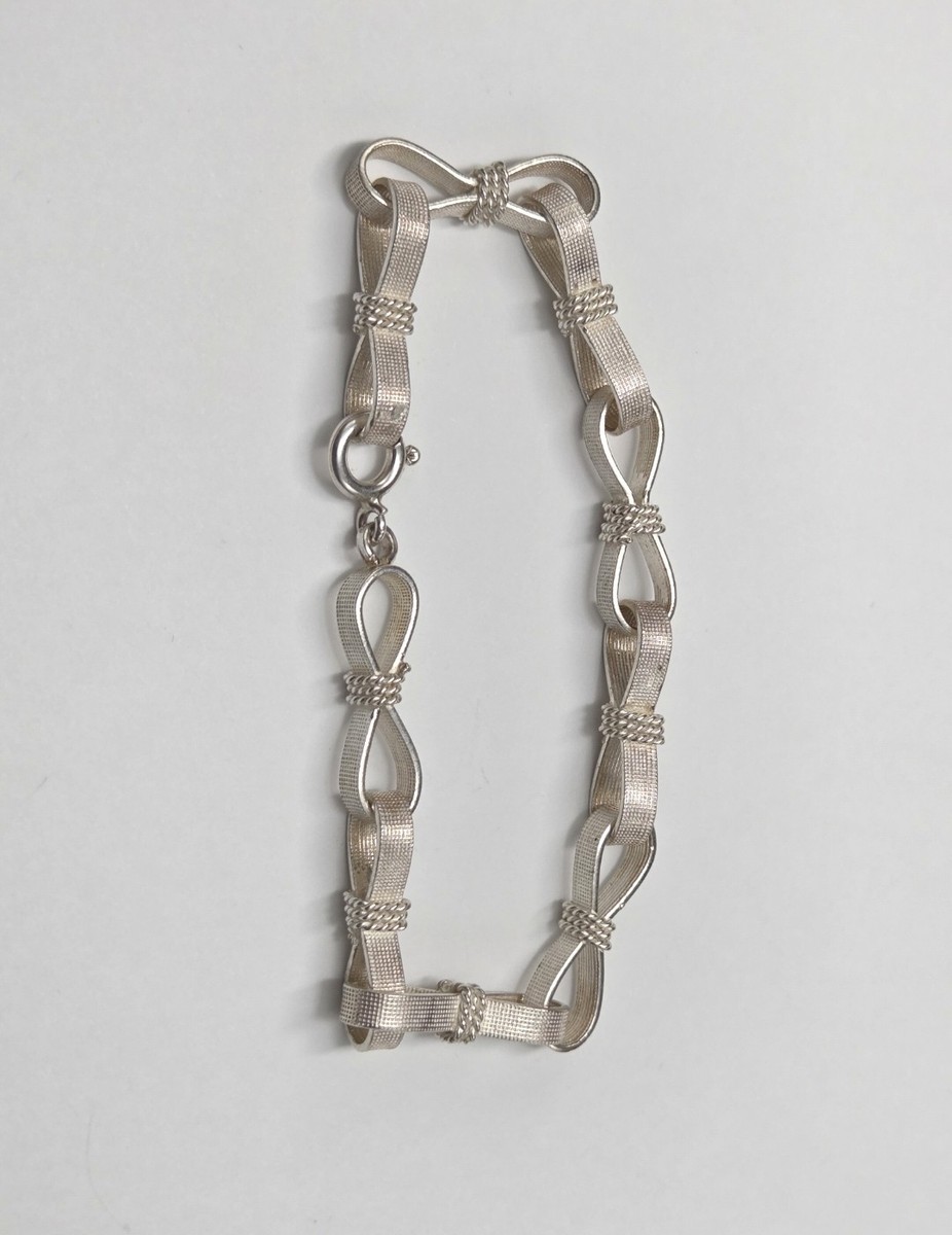 Vintage Italian 800 Silver Fancy Link Chain Bracelet 7.5