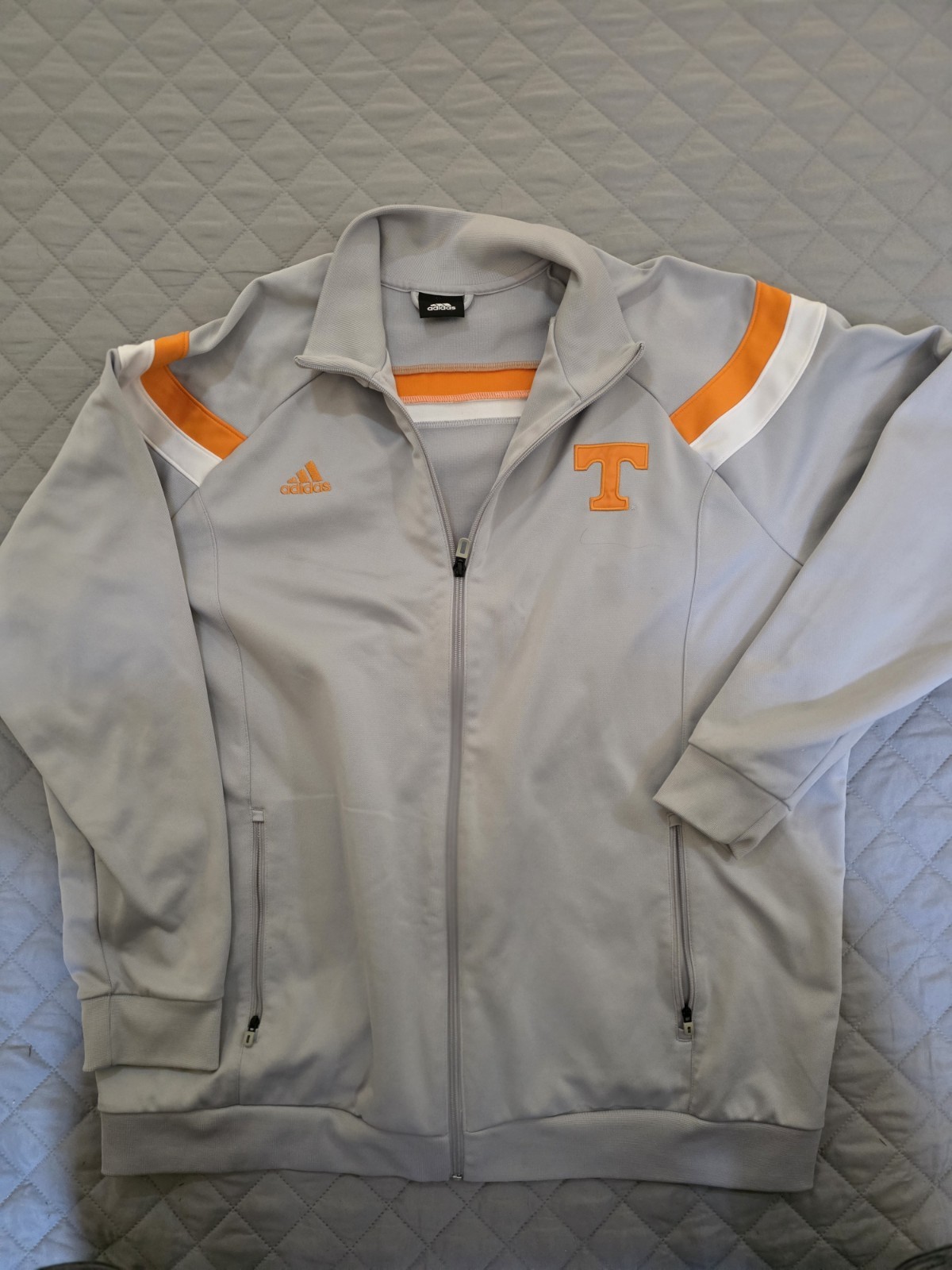 Adidas Men Performance Jacket Gray With White/ Or… - image 1