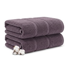 Cotton Bath Towels 2 Pack 27x54 Zero Twist Soft Absorbent 500 GSM Purple