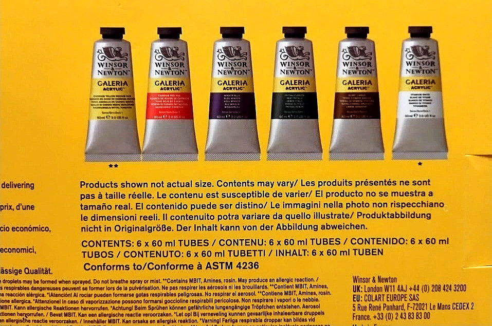 Winsor & Newton Galeria Acrylic: Set of 6, 60ml Colors tube