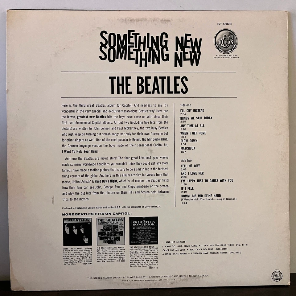 THE BEATLES - Something New (Capitol Purple Label) - 12" Vinyl Record LP - EX - Image 2 of 3