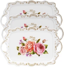 3 Pack Serving Trays with Handles, 16" L x 11" W Rectangular Trays for Eating...