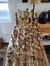 Gorgeous Lot Set 40pc Vtg Vintage Brass Candlestick Holder Wedding Mixed Variety