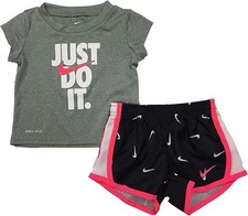 NIKE Size 6 Therma Fit Track Short Set 6, Anthracite Girl