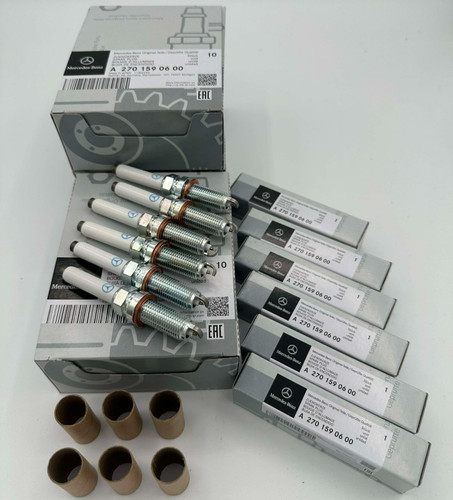 New Genuine OEM Mercedes A2701590600 - Set of 6 Spark Plugs ** SHIPS FREE