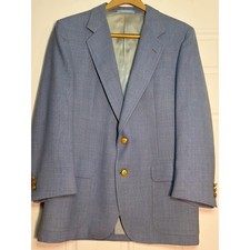 Vintage Stanley Blacker Mens Light Blue Blazer Gold Buttons Made in USA Macy's