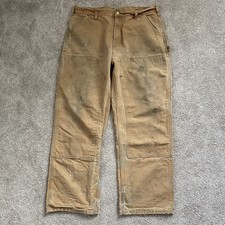 Vintage 90s Carhartt Made in USA Double Knee Workwear Pants Faded Distress 34 28