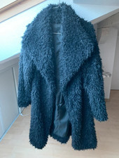 Zottel Fell Mantel, schwarz, 36/38, S/M, super weich und flauschig.