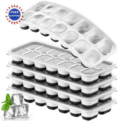 Ice Cube Tray 5 Pack Stackable Silicone Trays Easy Release Reusable BPA-Free