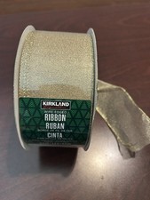 Kirkland Wire-Edged Ribbon 2.5" Wide 50 YD Gold Glitter Sparkle