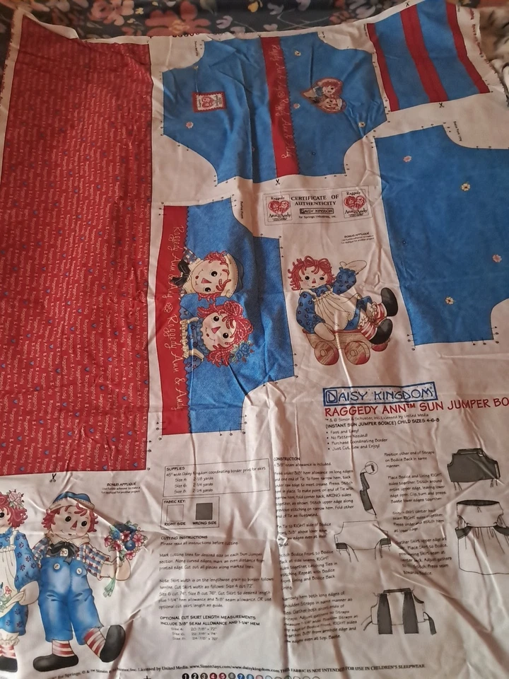 Daisy Kingdom Raggedy Ann Sun Jumper Bodice  Cut Out DIY Pattern Size 4-6-8 - Image 3 of 4