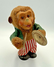 Vtg Wind-up Monkey Playing Cymbals 60s Musical Jolly Chimp Works Intermittently
