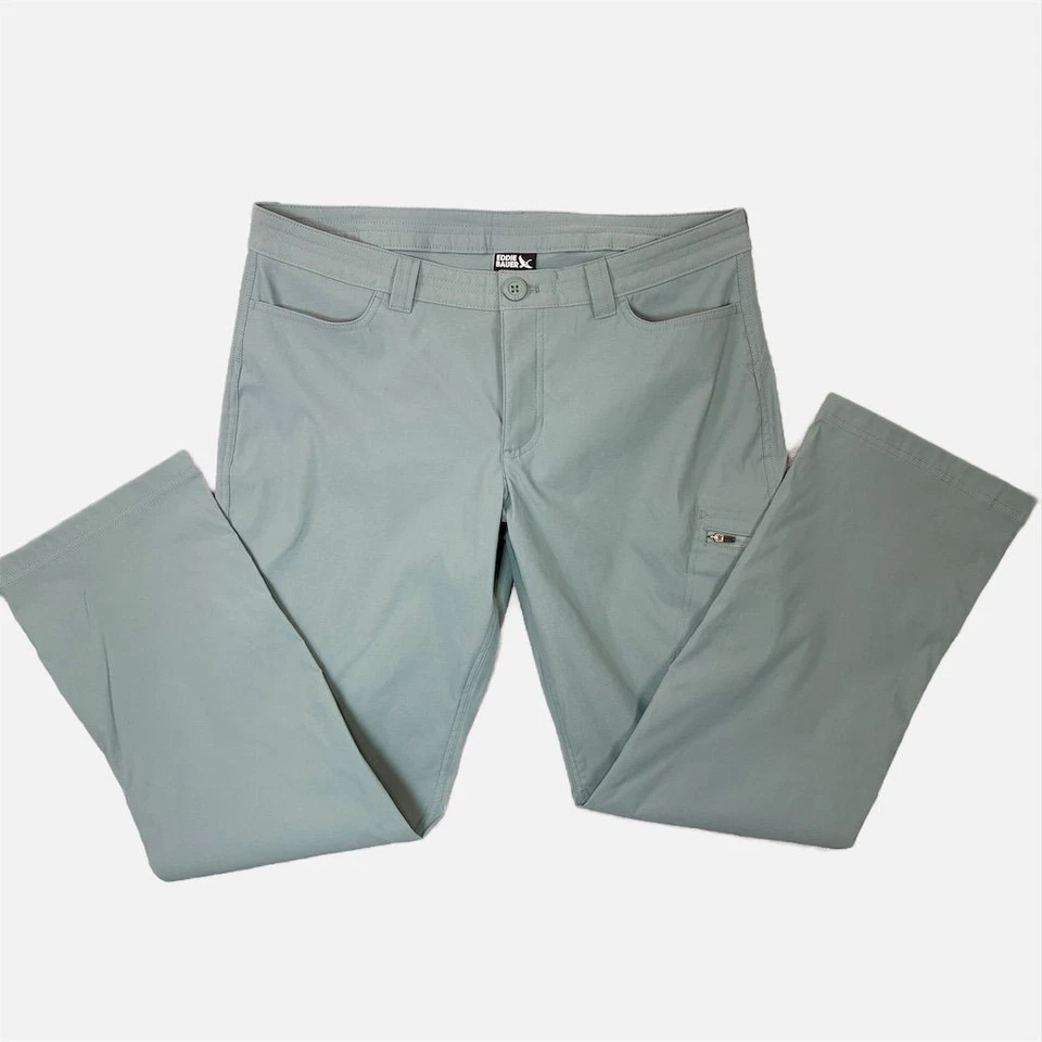 Pantalones Eddie Bauer para mujer 10 Petite verde nailon spandex aire libre senderismo viaje Foto 3 de 4