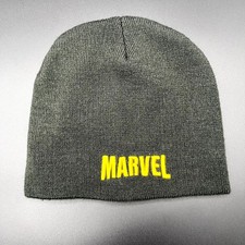 Marvel Hat Adult One Size Gray Acrylic Knitted Beanie Cap Embroidery Outdoor