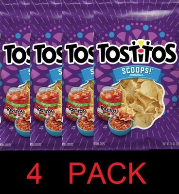 Tostitos SCOOPS Crispy Tortilla Chips ORIGINAL 10 oz Bag - 4 PACK