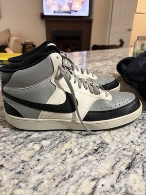 Used Nike Court Vision Mid Men s Mid-Top Colorblock Lace-Up Sneakers Gray Black