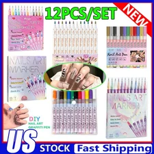 12 Colors Nail Art Pens Set 3D Nail Polish Pens Graffiti Dotting Pen Acrylic DIY