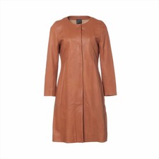 FENDI Leather Coat Women  s Size 40 Brown Used