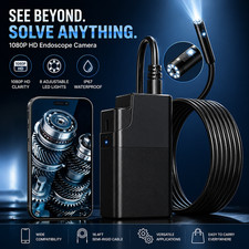 Wireless Endoscope Camera 2560P HD Dual Lens WiFi Borescope 16.4FT IP67 for iOS