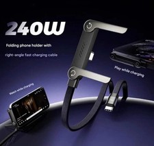 2-in-1 Invisible Holder Charger Cable  240W Fast Charging Cord with Phone Stand