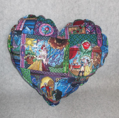 Handmade Disney Belle Beauty & Beast Prince Rose Heart Shape Decorative Pillow