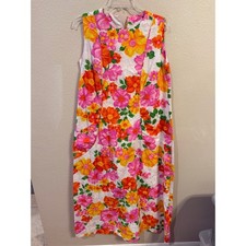 Vintage By Tori Richard Hawaii Floral Muumuu Dress Maxi Sleeveless Pockets