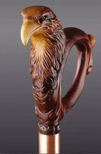Hand Carved Eagle Head Wooden Walking Stick Handmade Walking Cane Rustic Wood Gi