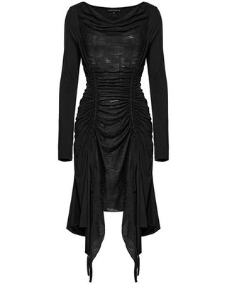 Punk Rave Daily Life Apocalyptic Gothic Broken Knit Ruching Dress