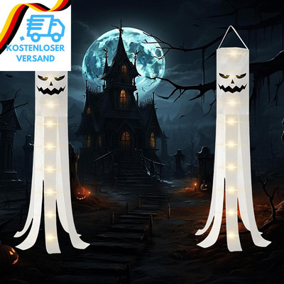 Halloween Deko Outdoor, 180Cm Halloween Geister Windsäcke Mit LED Lichtern, Ghos