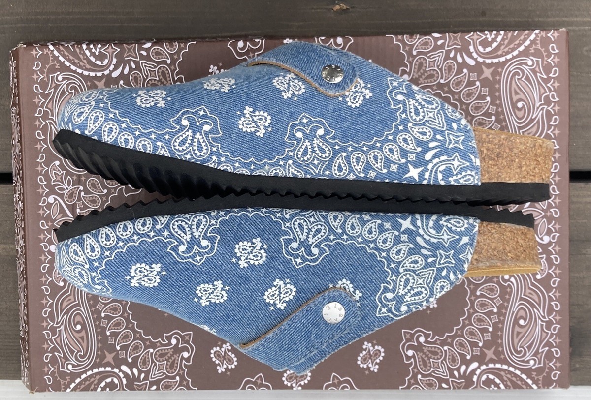 Bravest Studios Denim Blue Paisley Mule Clogs US 8 - EU 42
