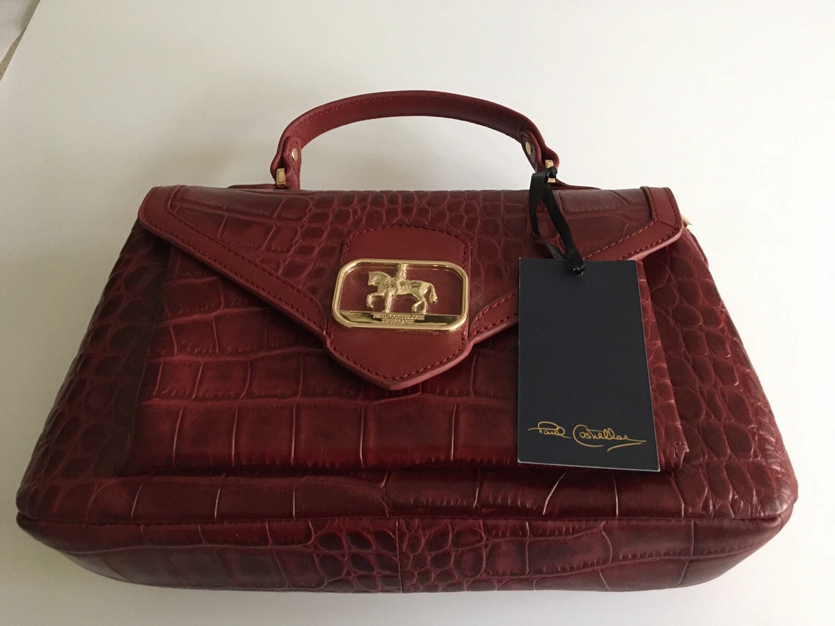 paul costelloe Dressage Burgundy Croc Bag With Short And Shoulder