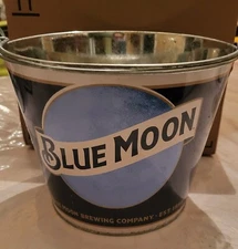 Blue Moon Beer Ice Bucket - Serving Barware Collectible Metal Pail Cooler 