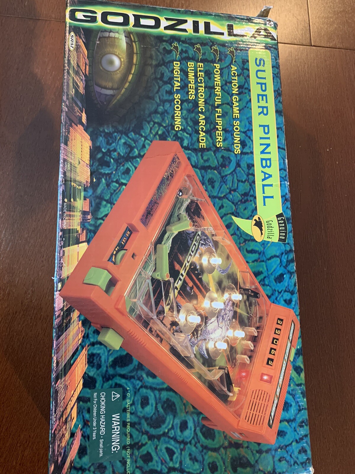 RARE KAIJU Vintage 90’s GODZILLA Table Top Pinball Machine Toy With Box Movie Ed