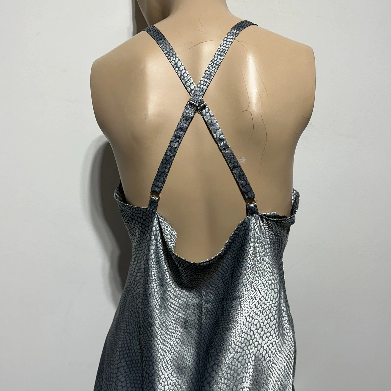 UNDERCOVER Camicia da notte Victorias Secret vintage anni 90 slip maxi abito taglia L raso pelle di serpente