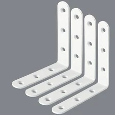 Floating Shelf Brackets White - 4PCS Heavy Duty Stainless Steel L Bracket Cor...