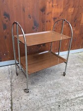 Dinett Serving Trolley Tea Table Side Walnut BAR Chrome 70er Wow 1/5