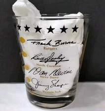 Vintage 1977 Rae Crowther Scholastic Coach Football Clinic Bar Glass NY 18th ann