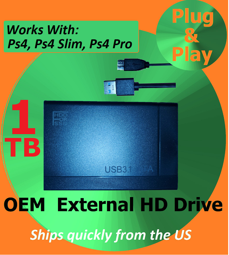 1TB Portable External USB 3.0 Hard Drive Storage HDD For Xbox One, PS4, PS5