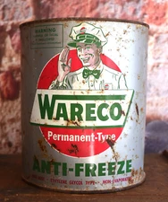 Vintage 1950s Wareco Willie Anti Freeze One Gallon Advertising Can