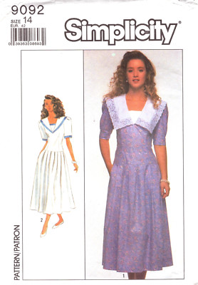 Simplicity 9092 ~Miss/Miss Petite Dress w/ Short Sleeves-Pleated Skirt  Size: 14