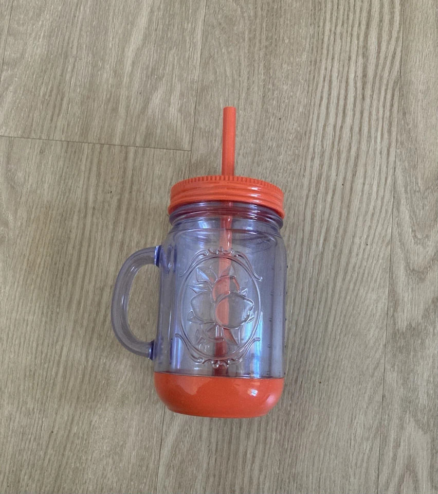 Aladdin Travel Mug 16oz Insulated Mason Jar Tumbler With Red Top and Straw - Image 3 of 4