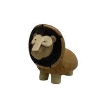 Vintage Enesco Home Grown Mushroom Lion Figurine Handcrafted Wooden Resin 1997