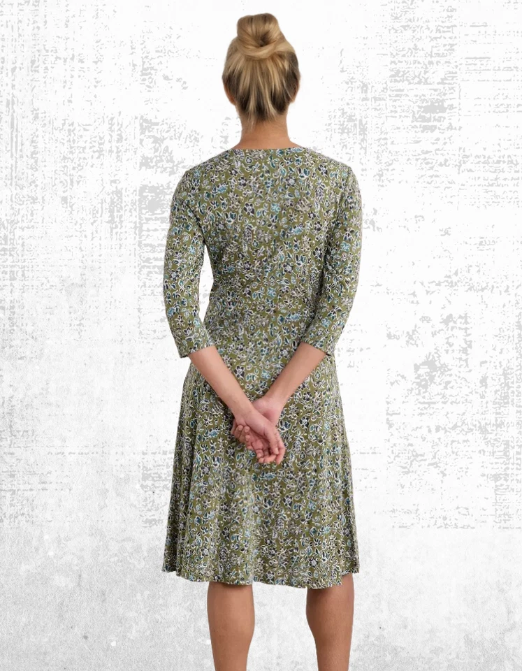 Women’s Seasalt Jersey Dress ¾ Sleeve Organic Cotton Green Creek Foral Enor - Image 3 of 4